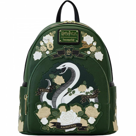 Harry Potter Slytherin House Floral Mini Backpack By Loungefly